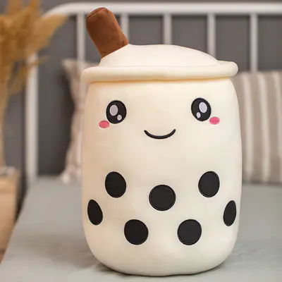 wholesale peluches bulk custom big animal boba Super Soft cute Plush Toys Stuffed Bubble Tea Pillow