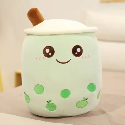 wholesale peluches bulk custom big animal boba Super Soft cute Plush Toys Stuffed Bubble Tea Pillow