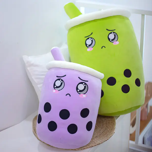 wholesale peluches bulk custom big animal boba Super Soft cute Plush Toys Stuffed Bubble Tea Pillow
