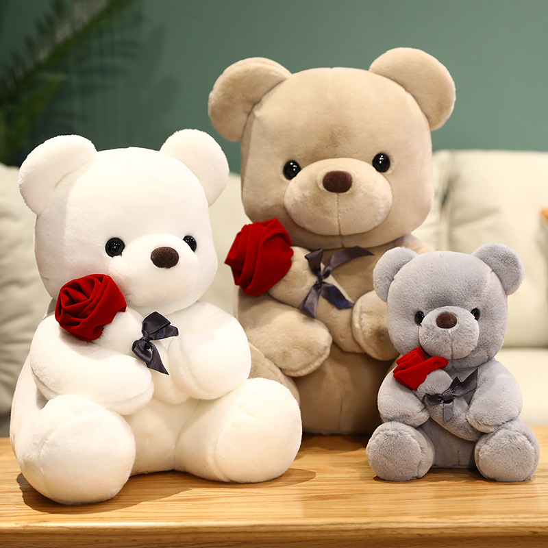 Customised valentine mother day gift lovely look for bear pillow rose bear OEM plush toy stuffed teddy bear