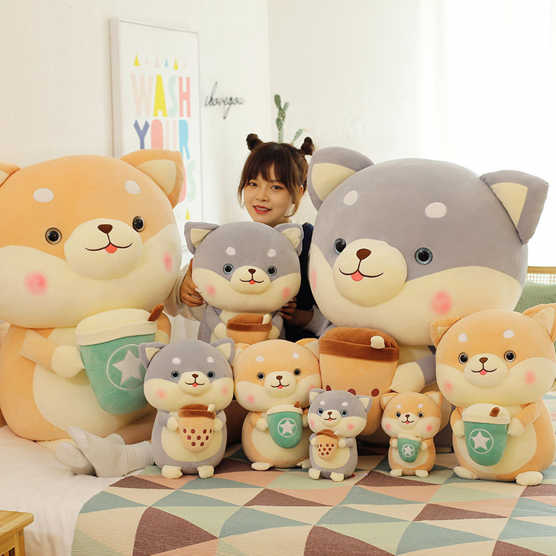Dog Boba Plush Pillow Bubble Milk Tea Cup Soft Animals OEM Plush Toys