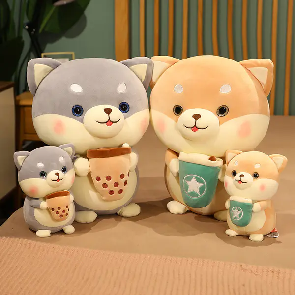 Dog Boba Plush Pillow Bubble Milk Tea Cup Soft Animals OEM Plush Toys
